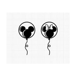 balloons, mickey minnie mouse bow, balloon, svg and png formats, cut, cricut, silhouette, instant download
