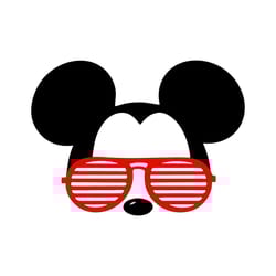 svg dxf file for mickey with red sunglasses
