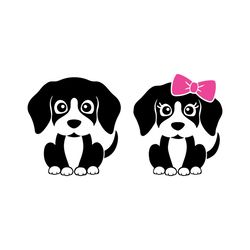 dogs svg, cute puppy svg, girl boy dog svg, dxf, eps, png, puppy with bow clipart, kids cut files, baby design, pet svg,