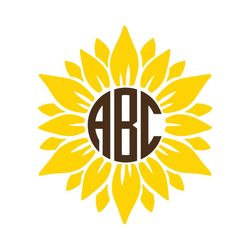 sunflower monogram svg bundle, sunflower svg, circle monogram letters svg, monogram frame alphabet, cut file for cricut,