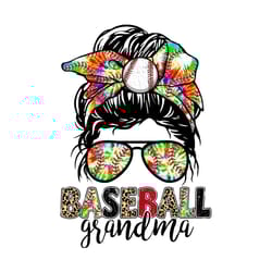 baseball grandma messy bun png