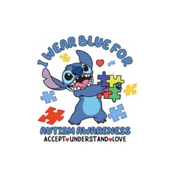i wear blue for autism awareness stitch puzzle piece png