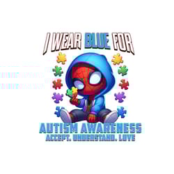 i wear blue for autism awareness spiderman png