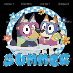 funny summer day bluey and bingo png digital download files