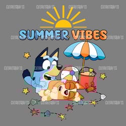 summer vibes funny bluey bingo on beach png