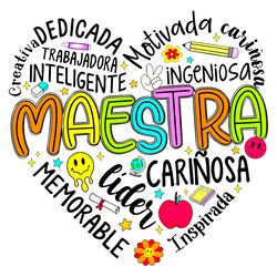 retro maestra word teacher heart png digital download files