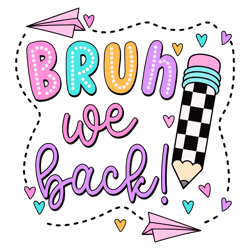 retro bruh we back checkered pencil svg digital download files