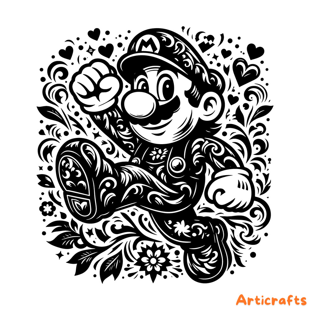 Floral-Super-Mario-Cartoon-Character-SVG-S2304241632.png