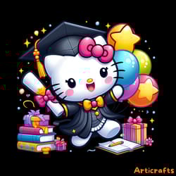 hello kitty cartoon graduation png digital download files