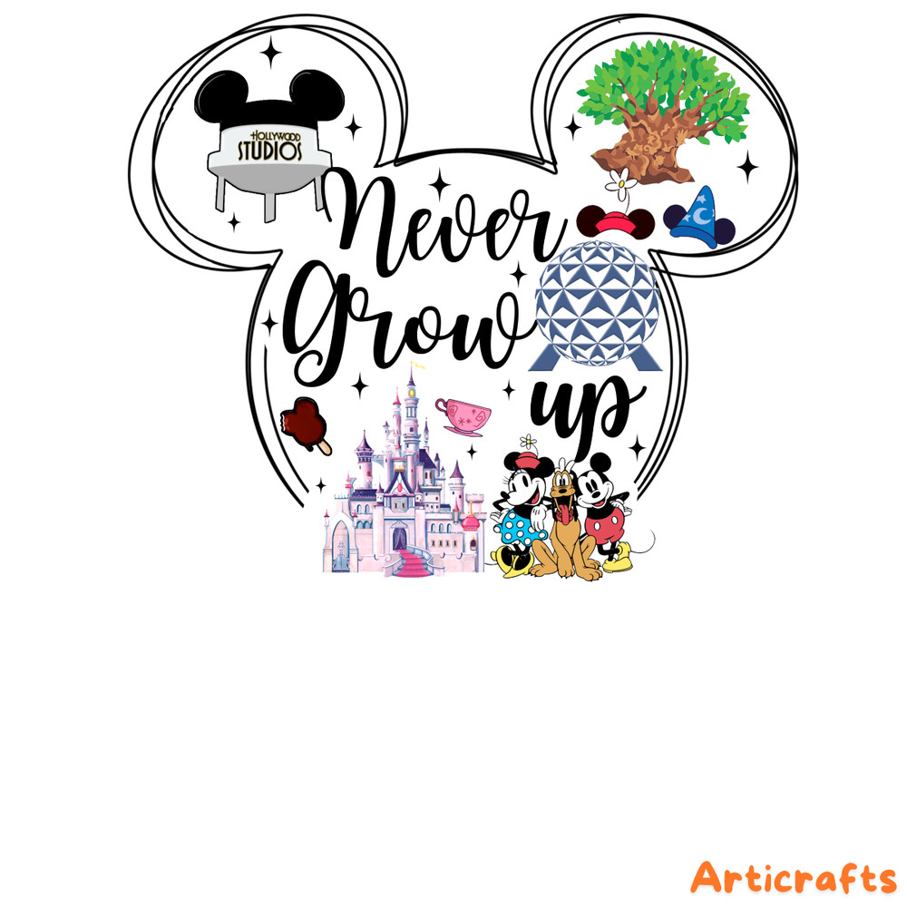 Never-grow-up-png,-Princess-Png,-Family-Trip-Vacation-Shirt-P1304241060.png