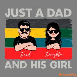 vintage fathers day just a dad and his girl svg