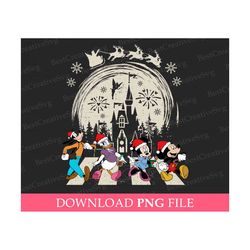 Mouse and Friends Crossing The Road Png, Magical Kingdom Png, Santa's Sleigh Png, Merry Christmas Png, Snowflakes, Png F