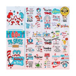 60 Reading Png Svg Bundle, My Thing Png, Cat In The Hat Png, Teacher life Png, Teacher Of All Things Png, Teacher Life P