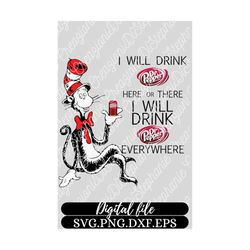 cat in the hat, dr pepper, svg, png, digital download