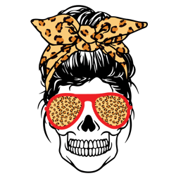 messy bun svg, mom life svg, skull mom head svg, leopard svg, messy bun skull svg, png, eps, digital download