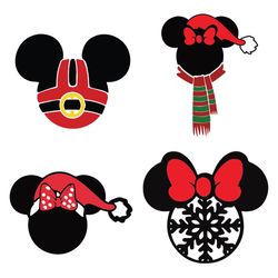 minnie mouse christmas svg bundle, disney christmas svg, minnie mouse head svg, santa svg, digital download