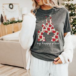 my happy place shirt, happy place crewneck, magical castle shirt, castle crewneck, rose crewneck, roses shirt, plus size