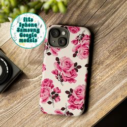 aesthetic floral phone case, samsung phone case, google pixel phone case, drop protective phone case, iphone 15, iphone