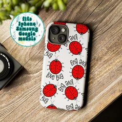 love bug phone case, valentines day case, samsung phone case, google pixel phone case, drop protective phone case, iphon