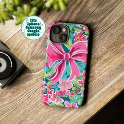 coquette phone case, pink bows phone case, coquette aesthetic pink girly phone case, compatible iphone 15, 14, 13, samsu