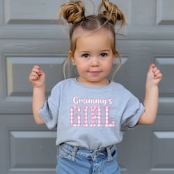 grammy's girl png, girl mom png, pink gingham, cute grammy png, mother's day png, grandma girl png, pink plaid custom te