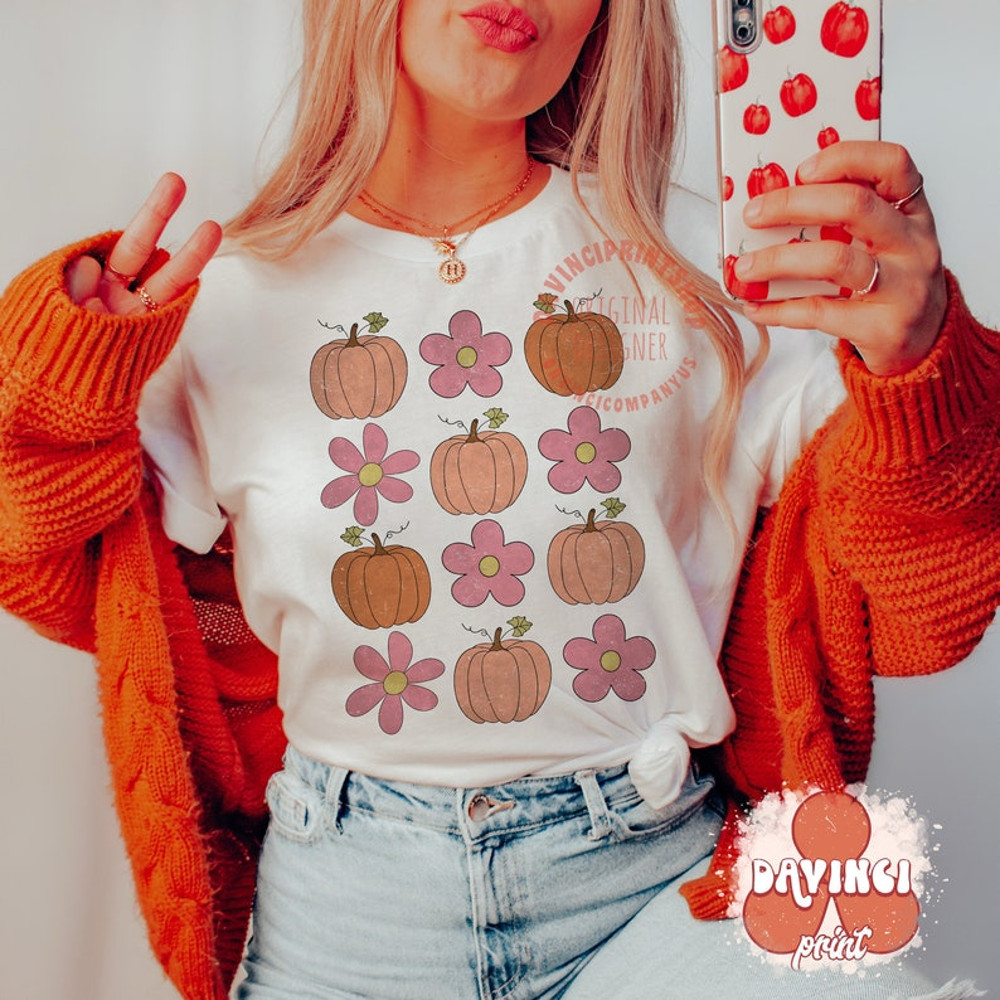 Retro Fall PNG SVG, Pumpkins & Flowers Sublimation, Cozy Season png, Pumpkin png, Distressed Fall Shirt Design, Fall png, Pumpkin Season.jpg