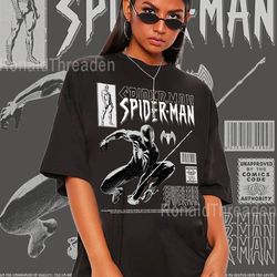 90s vintage black suit spidey t-shirt sweatshirt, retro superhero shirt, comic book shirt