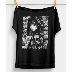 grunge anime manga girl shirt, kawaii clothing, anime gift