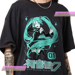 hatsune miku t-shirt, anime girl kawaii project diva vocaloid shirt, anime shirt