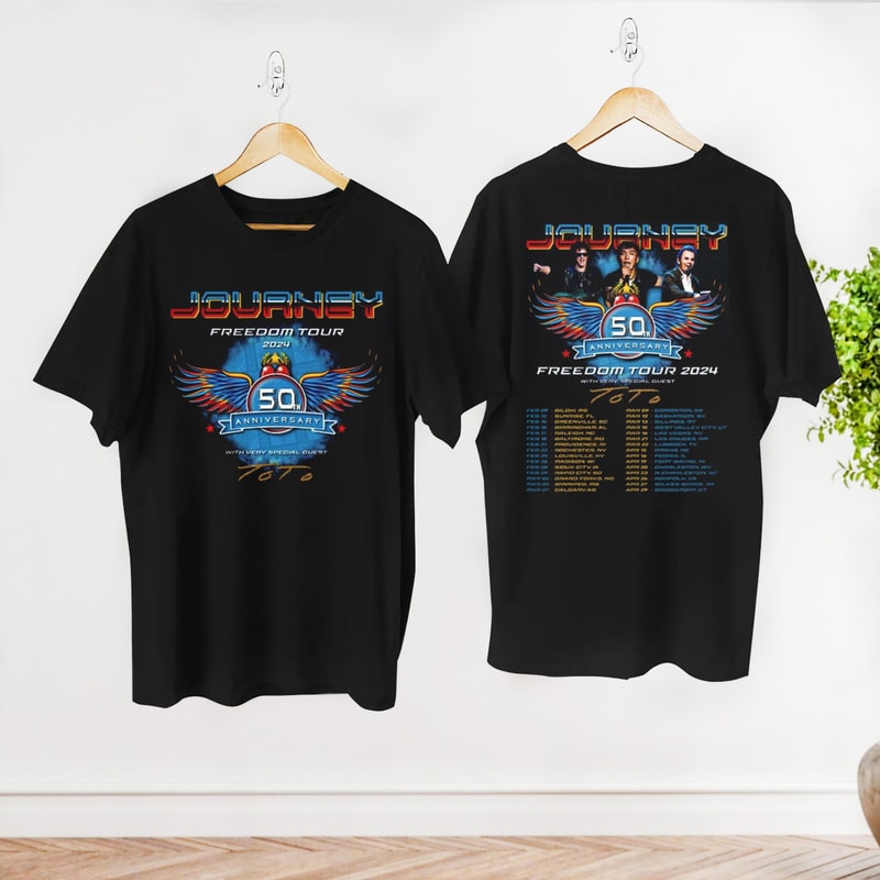 2024 Freedom Tour Journey Band Shirt, Journey Band Merch, Rock Band Journey Fan Gift Shirt, 90s Vintage Journey Band Shirt, Journey Band Tee.jpg