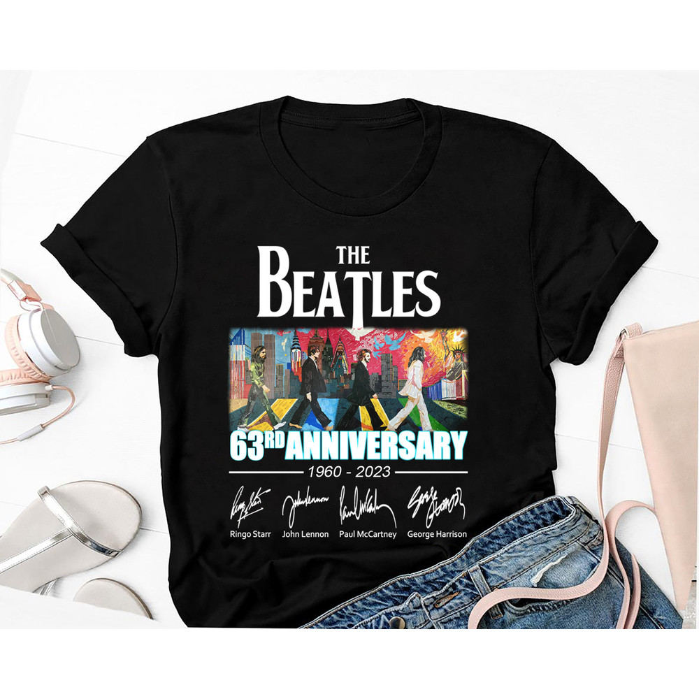 63 Years The Beatles 1960-2023 Unisex Shirt, The Beatles Signature Shirt, Rock Band The Beatles, The Beatles Fan Gift Shirt, 90s Vintage Tee.jpg