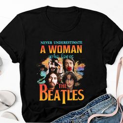 a woman who loves the beatles unisex t-shirt, the beatles abbey road signatures shirt, the beatles fan gift shirt