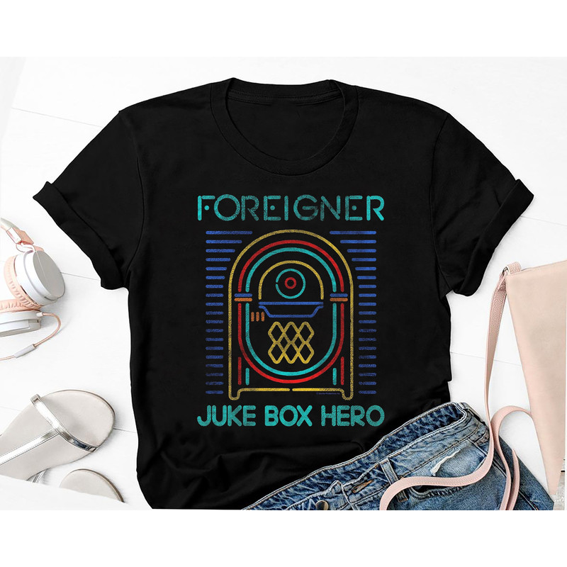 Juke Box Hero Foreigner Band 90s Vintage Shirt, Rock Band Foreigner Tee, Foreigner Band Tour 2023 Shirt, Foreigner Fan Gift Shirt, Tour 2023 1.jpg