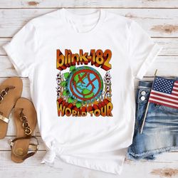 smile 182 band 90s style t-shirt, blink 182 world tour 2023 shirt, blink 182 merch shirt