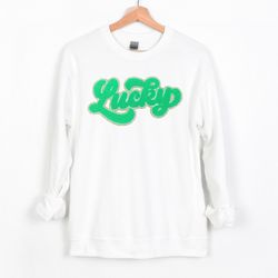 chenille patch lucky sweatshirt, st patricks day patch, irish chenille patch sweatshirt