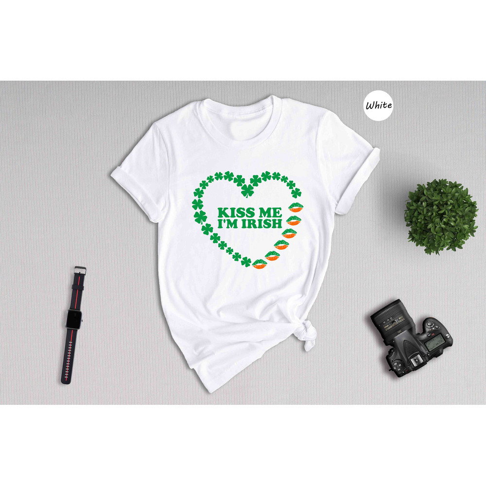 Kiss Me I'm Irish Shirt, St Patricks Day T-Shirt, Irish Baby Shirt, St Pattys Baby Shirt, Shamrock Heart Shirt.jpg