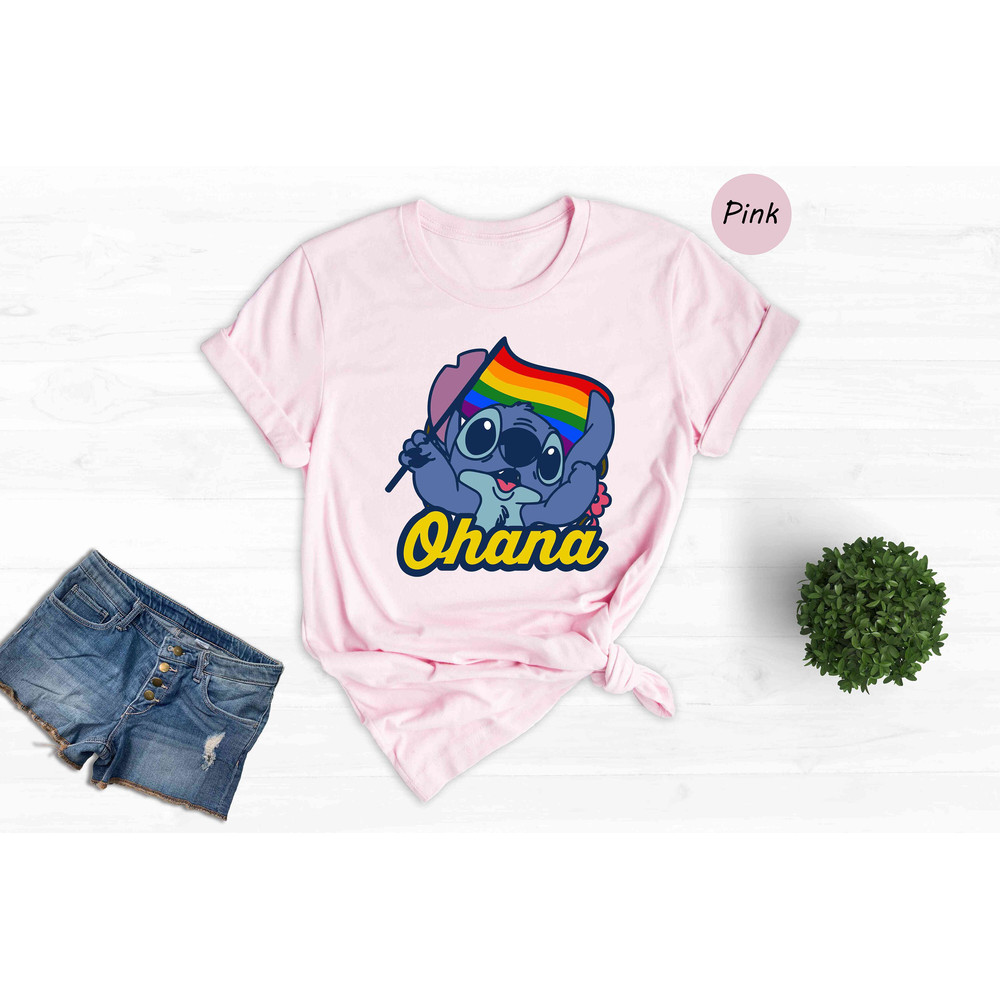 LGBT Flag Ohana Shirt, LGBT Stitch Shirt, Cute Stitch Shirt, Disney Pride Shirt, Pride Month Shirt, PRide Flag Stitch, Love is Love.jpg