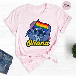 lgbt flag ohana shirt, lgbt stitch shirt, cute stitch shirt