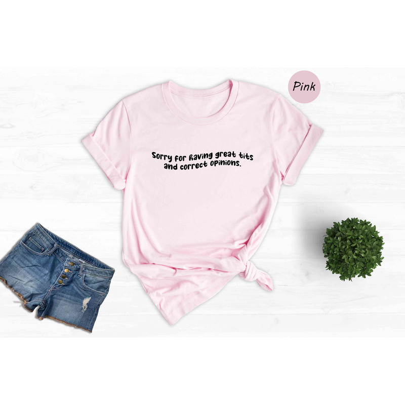 Sorry For Having Great Tits And Correct Opinions Shirt, Funny Great Tits T-Shirt, Sarcastic Tits Shirt, Funny Meme Shirt.jpg