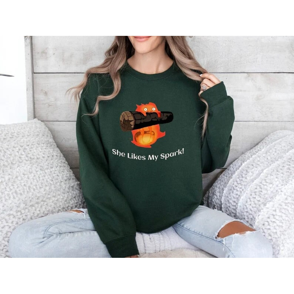 Ghibli Calcifer Sweatshirt, Howls Moving Castle Merch, Studio Ghibli Aesthetic Shirt, Howls Moving Castle Inspired Shirt, Anime Fan Gifts.jpg