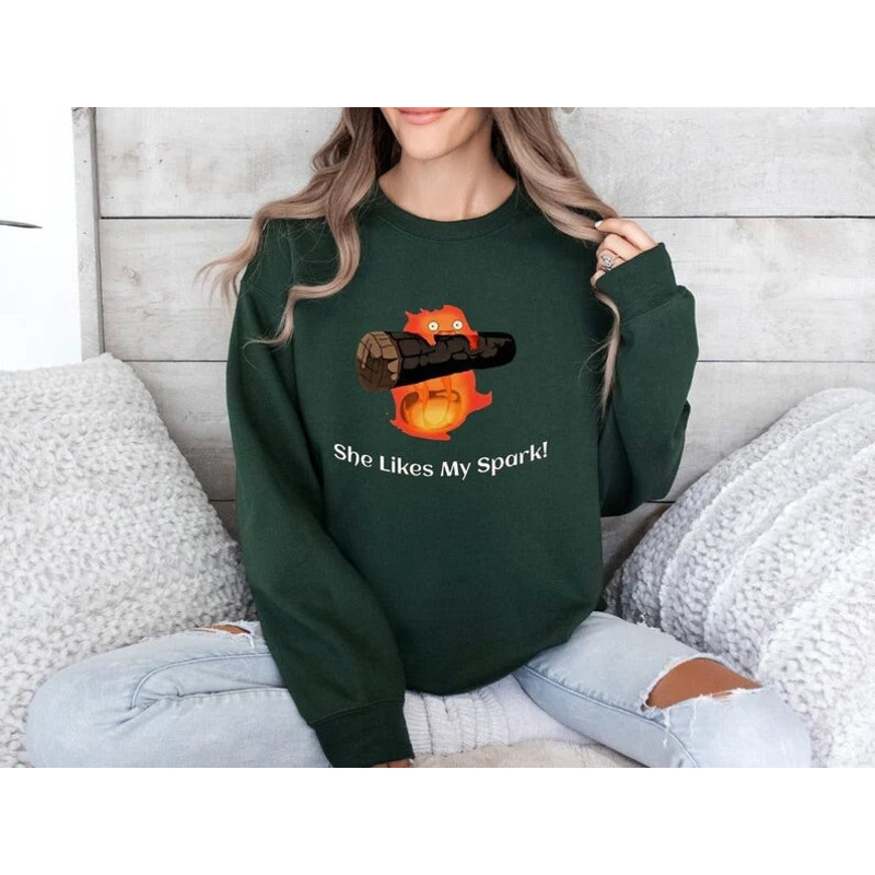 Ghibli Calcifer Sweatshirt, Howls Moving Castle Merch, Studio Ghibli Aesthetic Shirt, Howls Moving Castle Inspired Shirt, Anime Fan Gifts.jpg