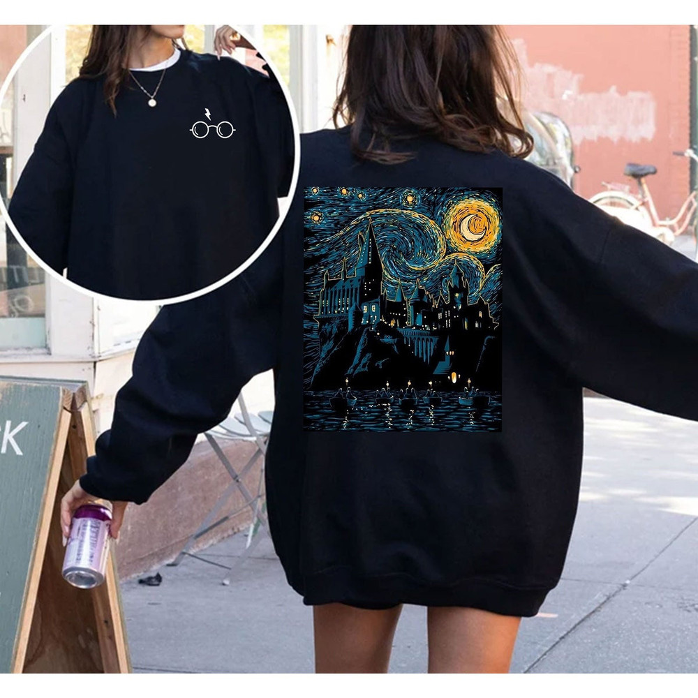 Starry Night HP Shirt, Pottery Gifts, Van Gogh Shirt, Wizard School Tee, Vincent Van Gogh Gift, Family Vacation, Bookworm Tee, Bookish Shirt.jpg