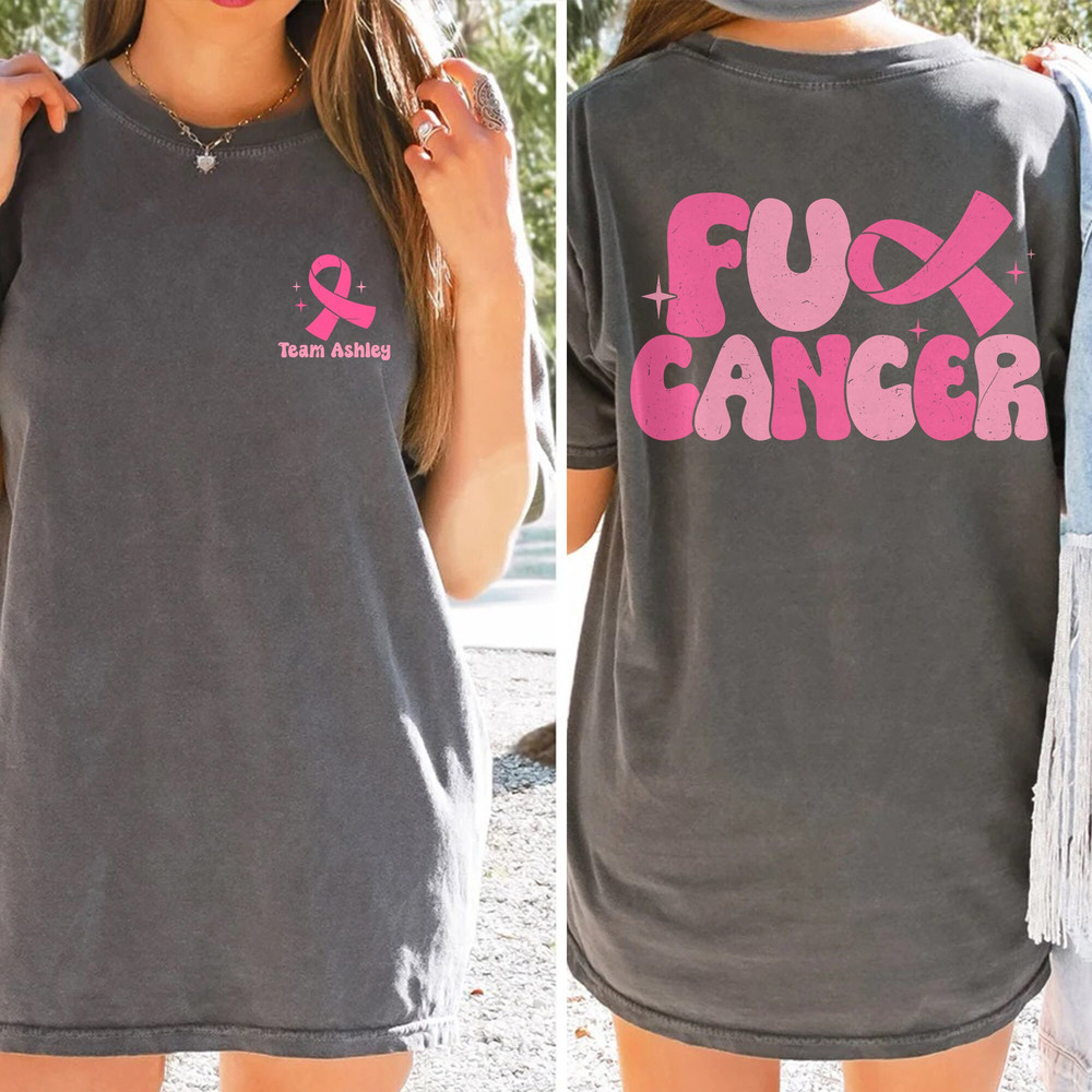 F Cancer Shirt, Breast Cancer Shirt, Cancer Awareness Shirt, Pink Ribbon Tshirt, Personalized Gift For Cancer Warrior, Warrior Shirt.jpg