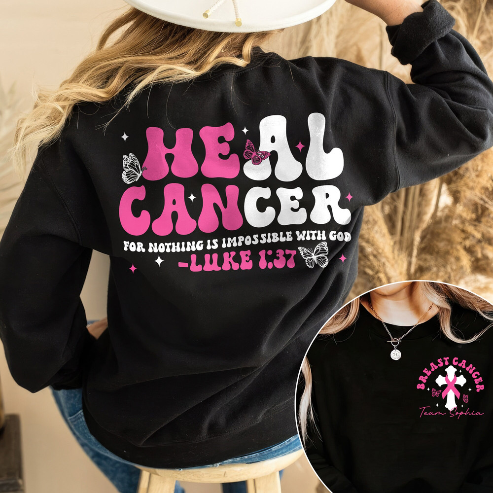 Heal Cancer Shirt, Breast Cancer Awareness Shirt, Pink Ribbon, Cancer Support Shirt, Cancer Warrior Shirt, Christian Shirt, Survivor Gift.jpg