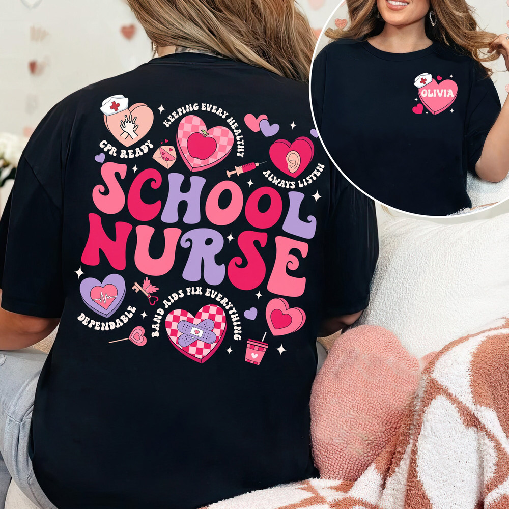 Retro Valentine School Nurse Shirt, Nurse Appreciation Gift, Valentine Gift For Nurse, Nurse Gift, Nursing School, Women Valentines Day.jpg