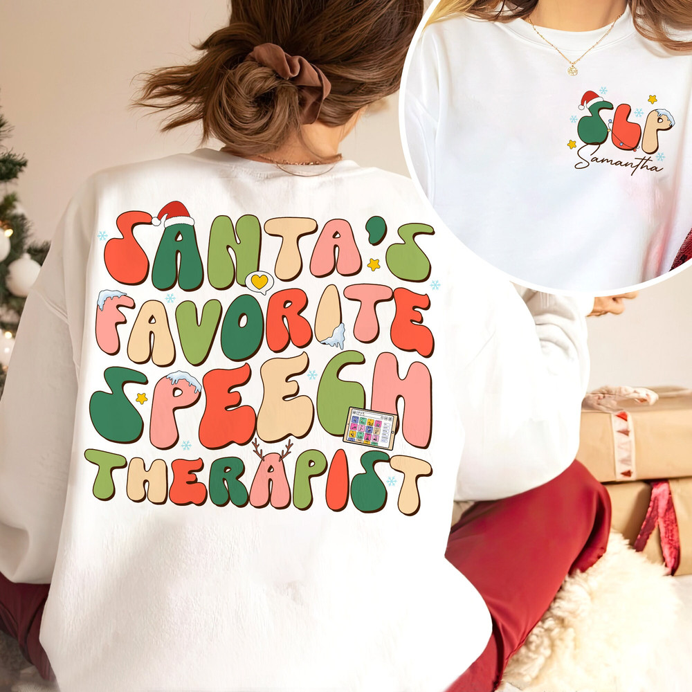 Santa's Favorite Speech Therapist, SLP Christmas Shirt, Speech Language Pathologist, Speech Therapy Christmas Shirt,Slp Christmas Shirt.jpg