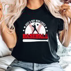 baseball t-shirt, just a boy who loves baseball t-shirt, cute cartoon baseball graphic tee