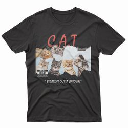 nwa parody straight outta cat town funny retro vintage graphic t-shirt, unisex, merch-136