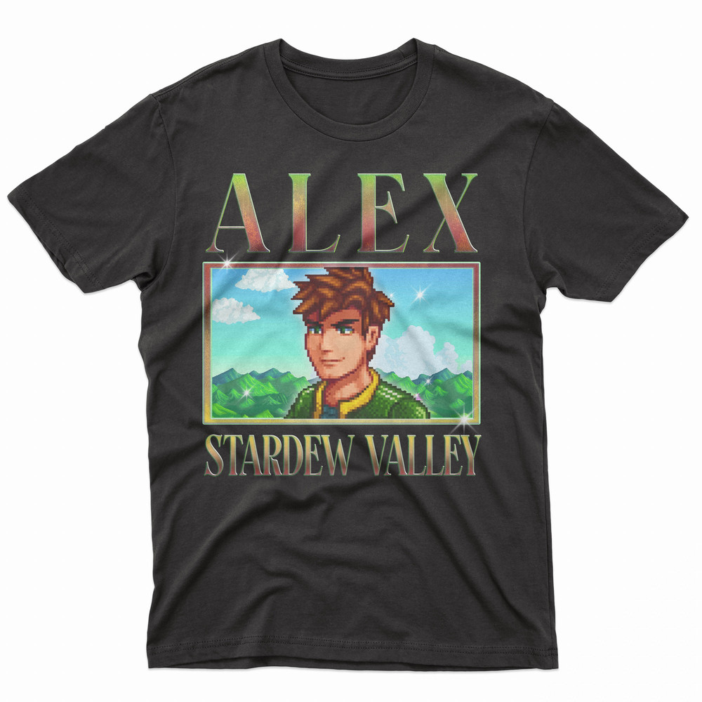STARDEW VALLEY ALEX Shirt, Food Spirit Stardew Valley Shirt Stardew Valley Character photo shirt, Farming Harvest Moon Rpg Video Game Tee.jpg