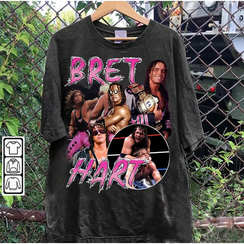 Vintage 90s Graphic Style Bret Hart T-Shirt - Bret Hart Sweatshirt - Retro American Professional Wrestler Tee For Man and Woman Unisex Shirt.jpg